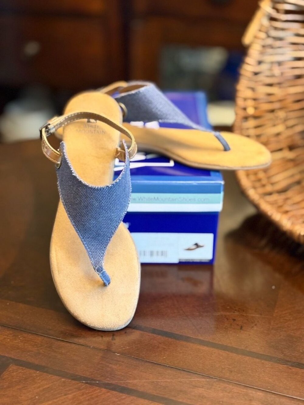 White Mountain London Denim Thong Sandals - Size 8